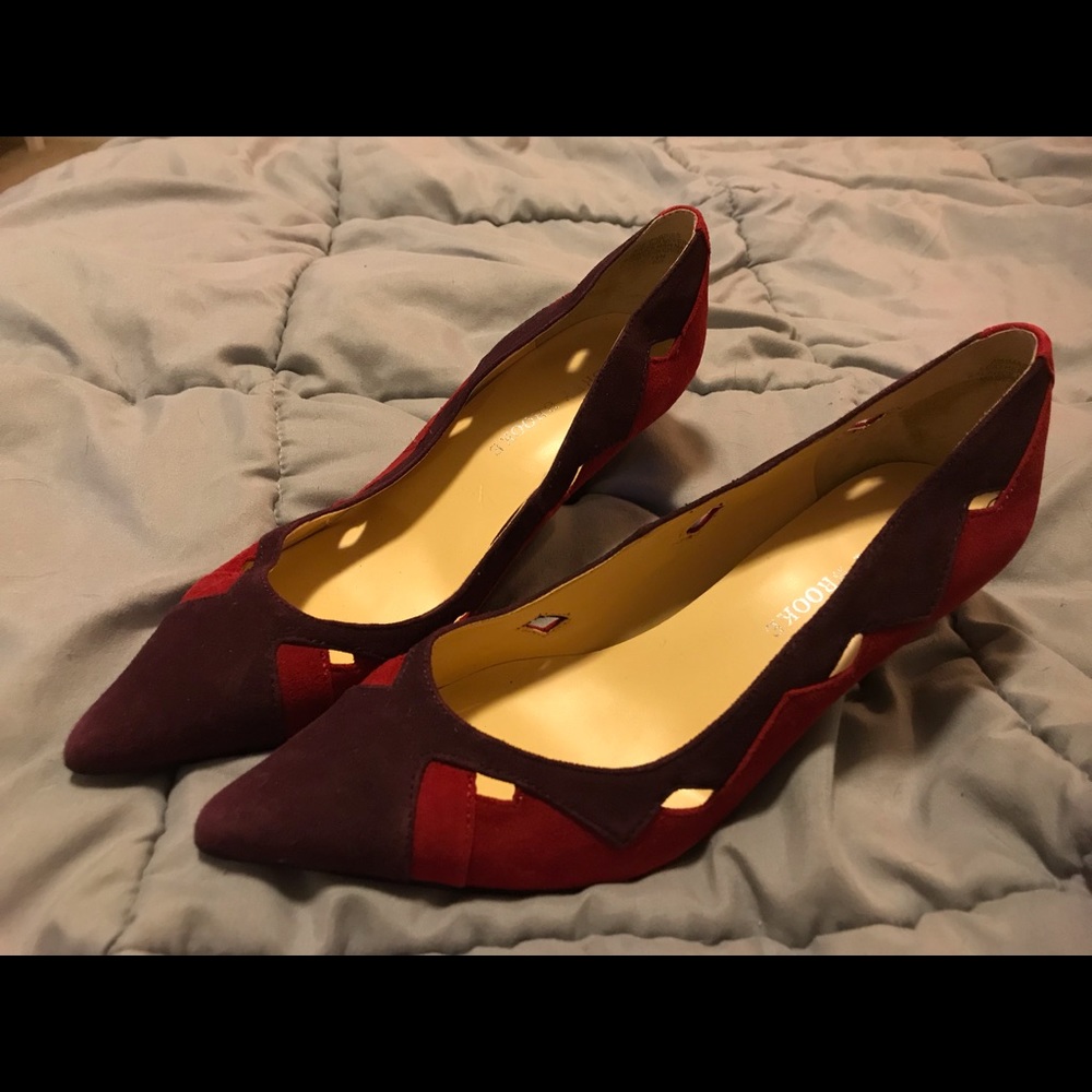Audrey Brooke Suede Red Purple Pumps